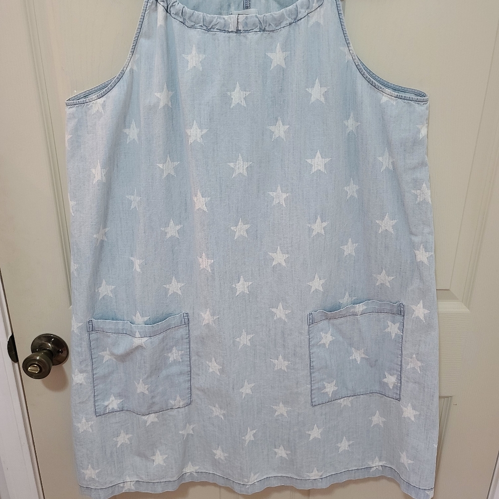 Old Navy Blue Denim Dress W/White Stars XL
